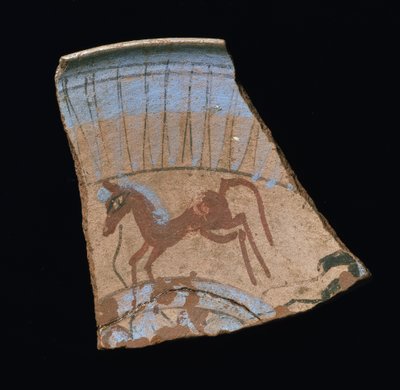 Frammento dipinto con un cavallo al galoppo, da Tell el-Amarna, Nuovo Regno da Egyptian 18th Dynasty